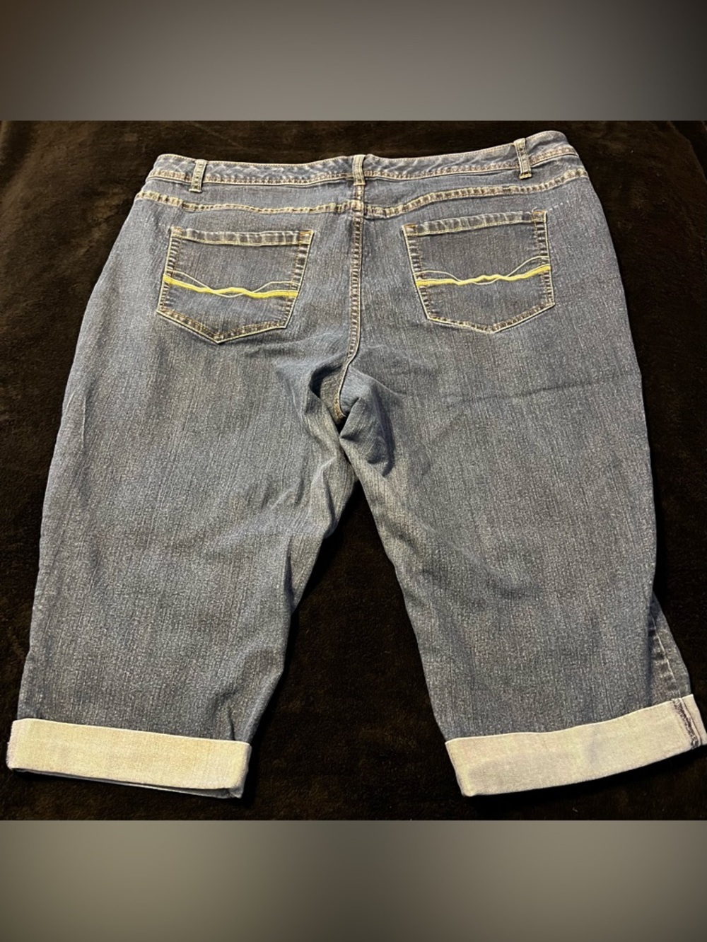 GUC Faded Glory Stretchy! Classic Blue Denim Pedal Pusher Jeans Womenâs 22W - Picture 4 of 7